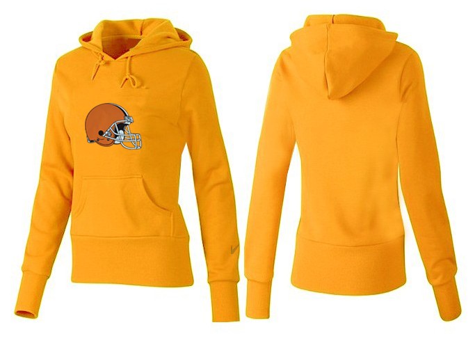 Nike Browns Team Logo Yellow Women Pullover Hoodies 02