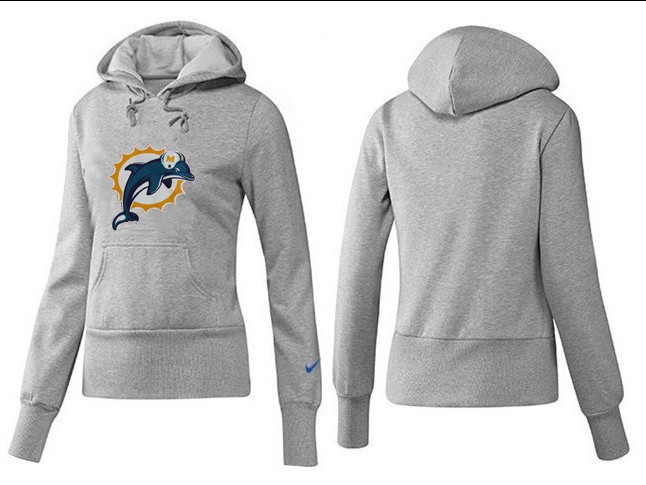Nike Dolphins Team Logo Grey Women Pullover Hoodies 01