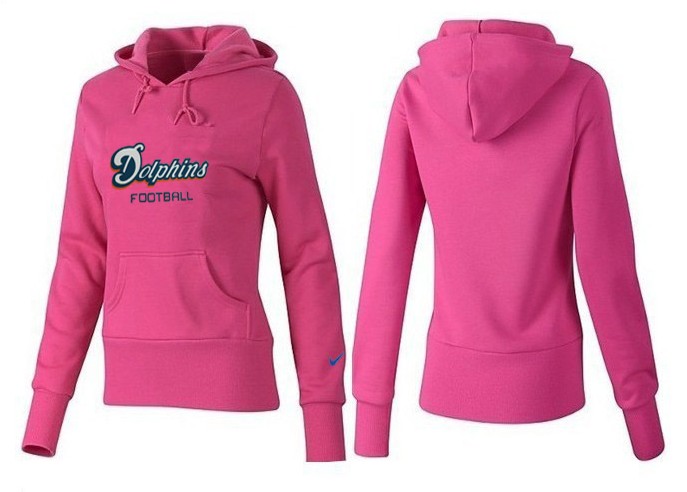 Nike Dolphins Team Logo Pink Women Pullover Hoodies 02