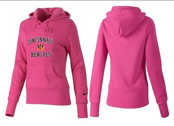 Nike Bengals Team Logo Pink Women Pullover Hoodies 02