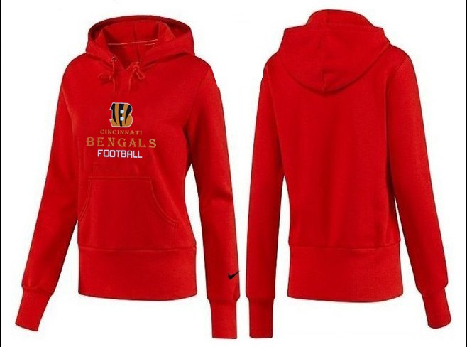 Nike Bengals Team Logo Red Women Pullover Hoodies 04