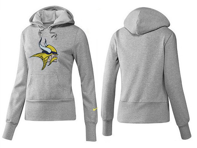 Nike Vikings Team Logo Grey Women Pullover Hoodies 01
