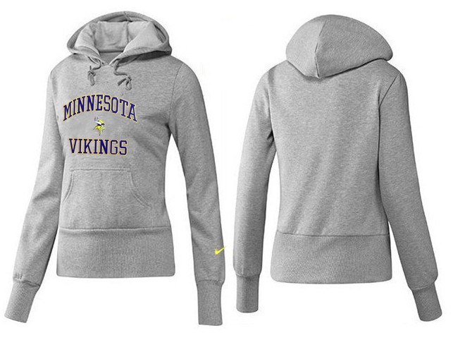 Nike Vikings Team Logo Grey Women Pullover Hoodies 02