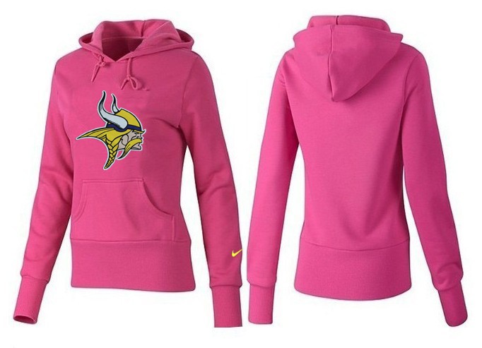 Nike Vikings Team Logo Pink Women Pullover Hoodies 01