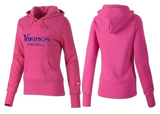 Nike Vikings Team Logo Pink Women Pullover Hoodies 04