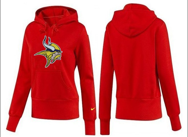 Nike Vikings Team Logo Red Women Pullover Hoodies 01