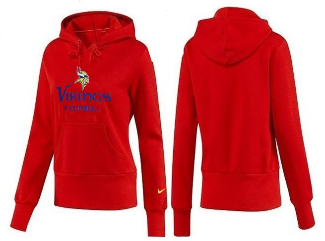 Nike Vikings Team Logo Red Women Pullover Hoodies 03