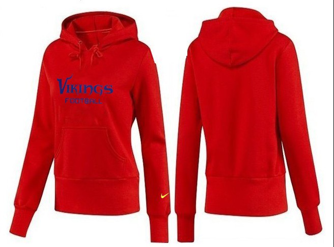 Nike Vikings Team Logo Red Women Pullover Hoodies 04