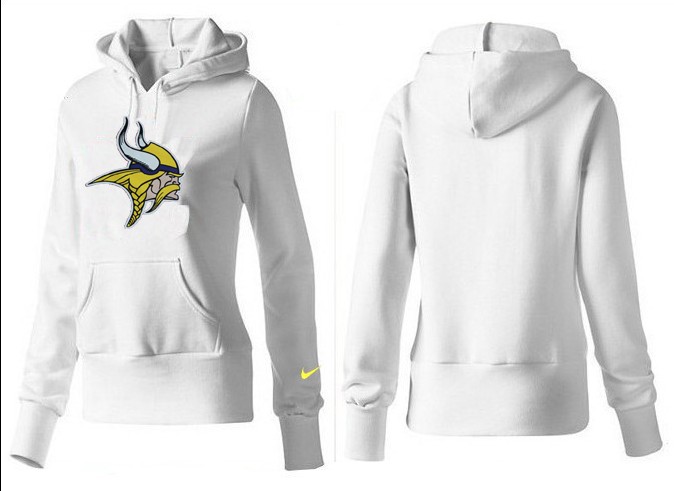 Nike Vikings Team Logo White Women Pullover Hoodies 04