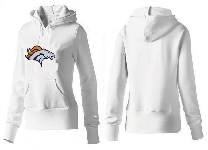 Nike Broncos Team Logo White Women Pullover Hoodies 04