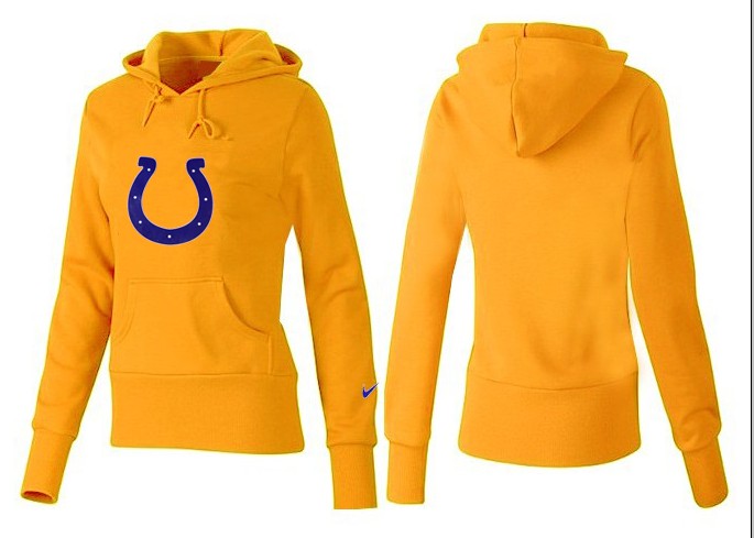 Nike Colts Team Logo Yellow Women Pullover Hoodies 01
