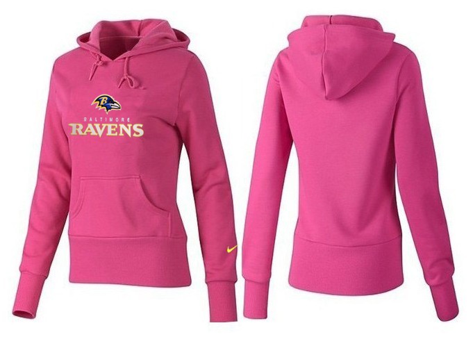 Nike Ravens Team Logo Pink Women Pullover Hoodies 02