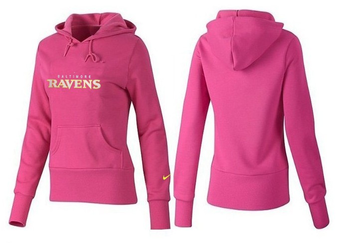 Nike Ravens Team Logo Pink Women Pullover Hoodies 03