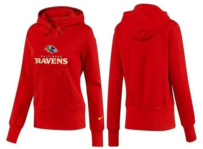 Nike Ravens Team Logo Red Women Pullover Hoodies 03