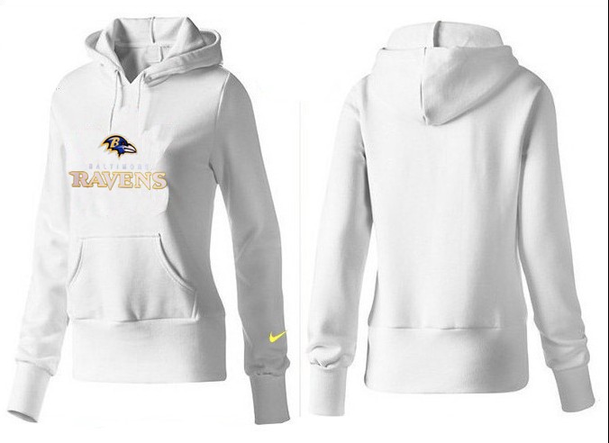 Nike Ravens Team Logo White Women Pullover Hoodies 02