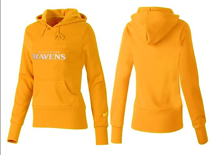 Nike Ravens Team Logo Yellow Women Pullover Hoodies 01