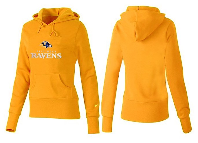 Nike Ravens Team Logo Yellow Women Pullover Hoodies 02