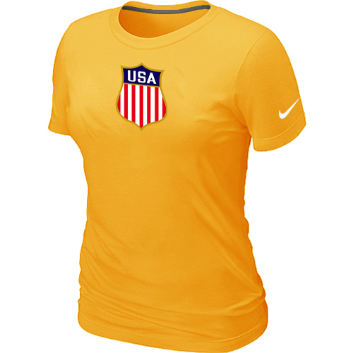 Nike Team USA Hockey Winter Olympics KO Collection Locker Room Women T Shirt Yellow