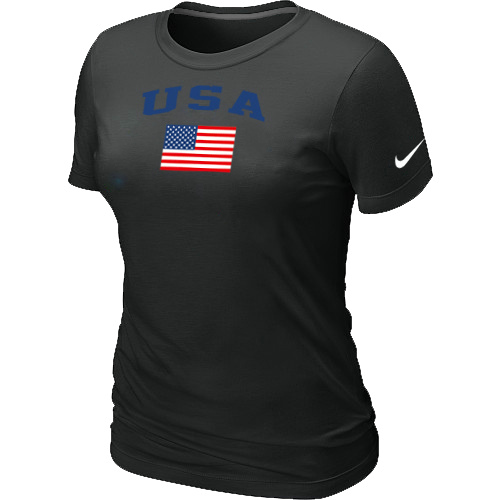 Nike USA Olympics USA Flag Collection Locker Room Women T Shirt Black