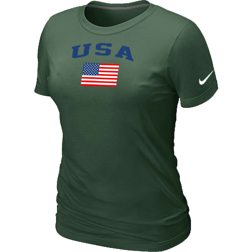 Nike USA Olympics USA Flag Collection Locker Room Women T Shirt D.Green