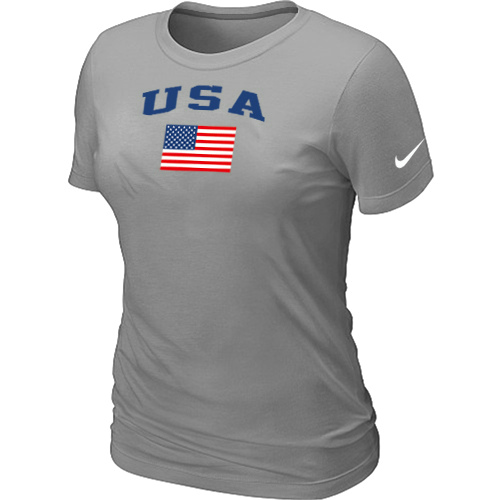Nike USA Olympics USA Flag Collection Locker Room Women T Shirt L.Grey