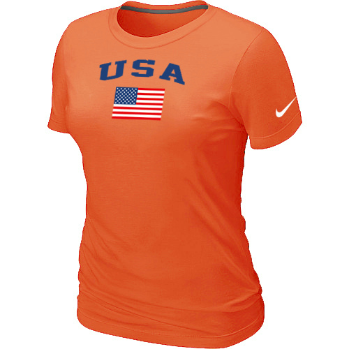 Nike USA Olympics USA Flag Collection Locker Room Women T Shirt Orange