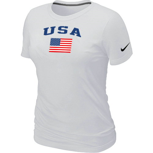 Nike USA Olympics USA Flag Collection Locker Room Women T Shirt White