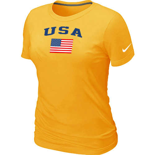 Nike USA Olympics USA Flag Collection Locker Room Women T Shirt Yellow