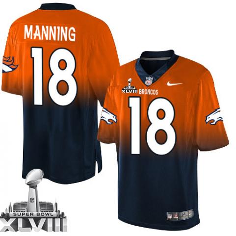 Nike Broncos 18 Manning Orange And Blue Drift Elite 2014 Super Bowl XLVIII Jerseys