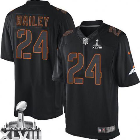 Nike Broncos 24 Bailey Black Impact Limited 2014 Super Bowl XLVIII Jerseys