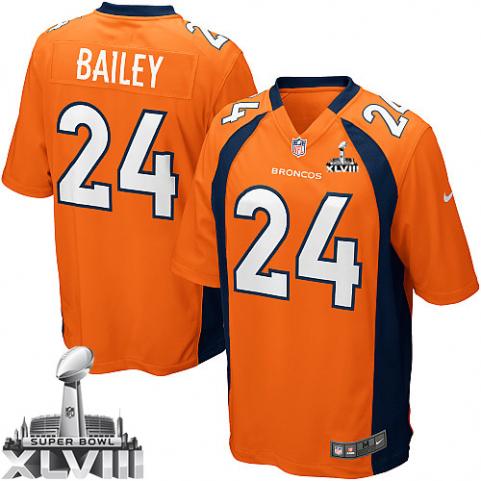 Nike Broncos 24 Bailey Orange Game 2014 Super Bowl XLVIII Jerseys