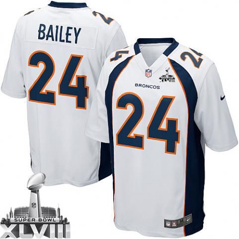 Nike Broncos 24 Bailey White Game 2014 Super Bowl XLVIII Jerseys