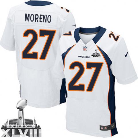 Nike Broncos 27 Moreno White Elite 2014 Super Bowl XLVIII Jerseys