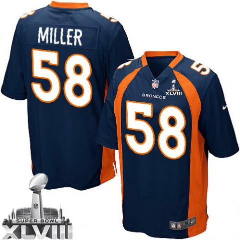 Nike Broncos 58 Miller Blue Game 2014 Super Bowl XLVIII Jerseys