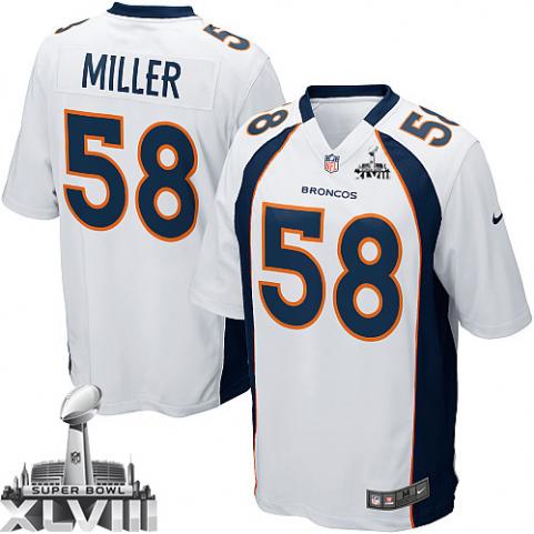 Nike Broncos 58 Miller White Game 2014 Super Bowl XLVIII Jerseys