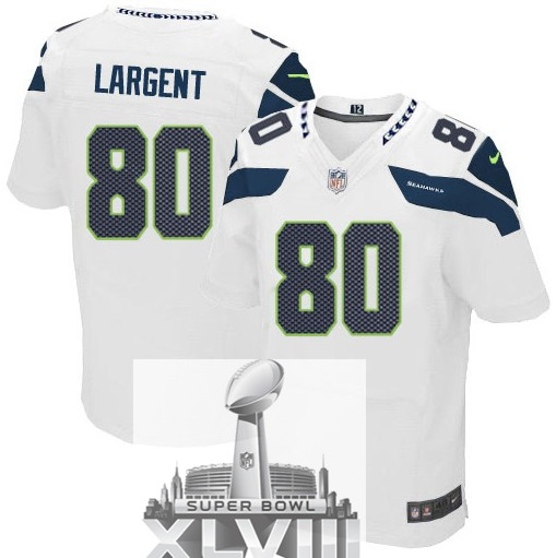 Nike Seahawks 80 Largent White Elite 2014 Super Bowl XLVIII Jerseys