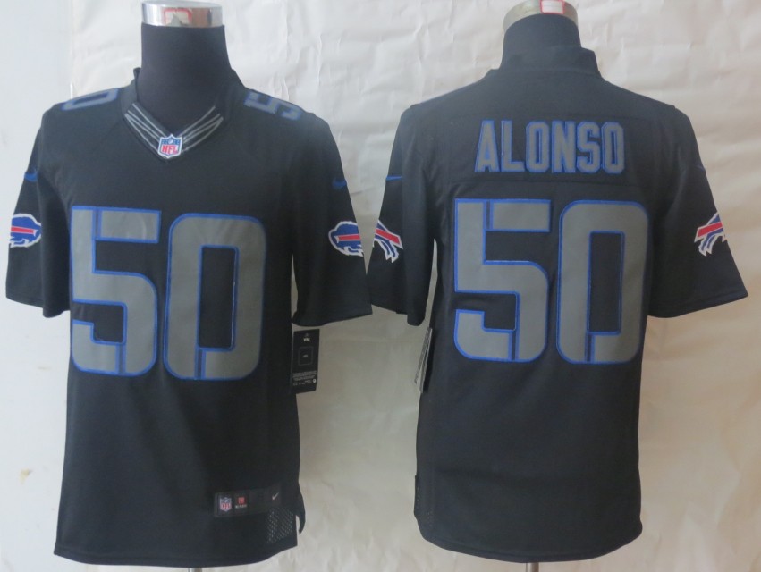Nike Bills 50 Alonso Black Impact Limited Jerseys