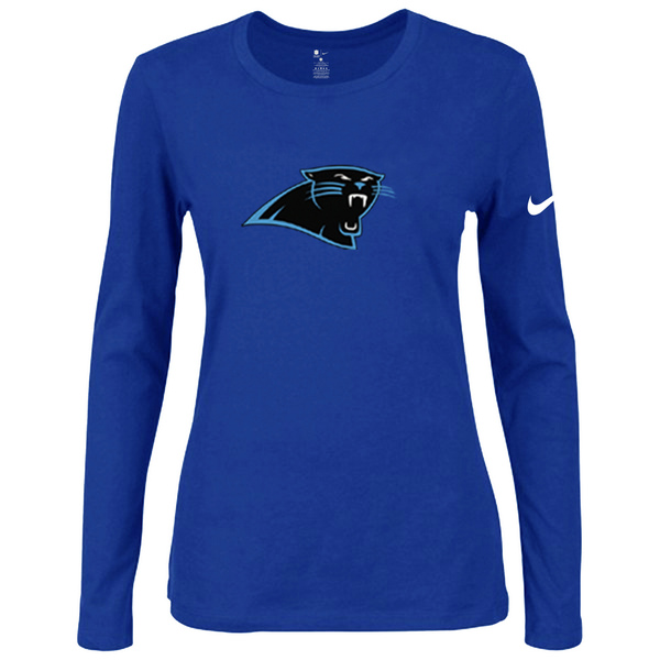 Nike Carolina Panthers Women's Of The City Long Sleeve Tri Blend T Shirt Blue