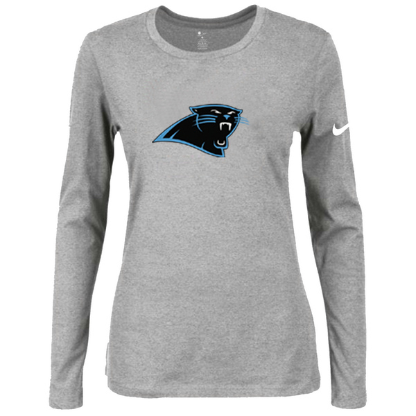 Nike Carolina Panthers Women's Of The City Long Sleeve Tri Blend T Shirt Grey