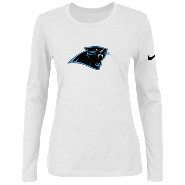 Nike Carolina Panthers Women's Of The City Long Sleeve Tri Blend T Shirt White