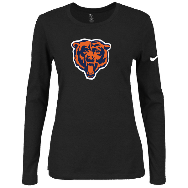 Nike Chicago Bears Women's Of The City Long Sleeve Tri Blend T Shirt Black