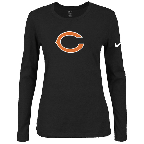 Nike Chicago Bears Women's Of The City Long Sleeve Tri Blend T Shirt Black02