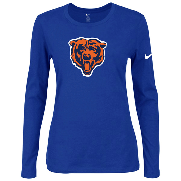 Nike Chicago Bears Women's Of The City Long Sleeve Tri Blend T Shirt Blue
