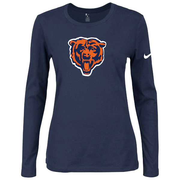 Nike Chicago Bears Women's Of The City Long Sleeve Tri Blend T Shirt D.Blue