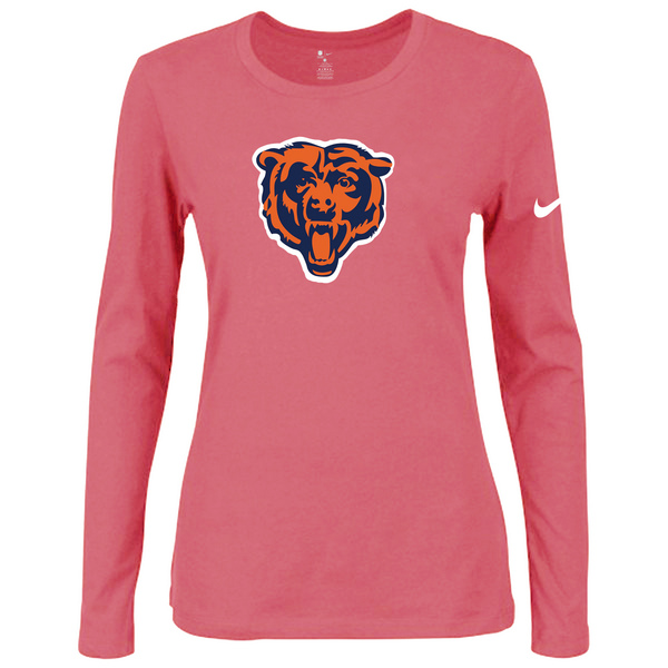 Nike Chicago Bears Women's Of The City Long Sleeve Tri Blend T Shirt Pink