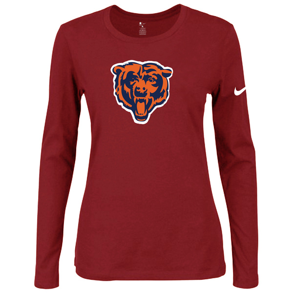 Nike Chicago Bears Women's Of The City Long Sleeve Tri Blend T Shirt Red
