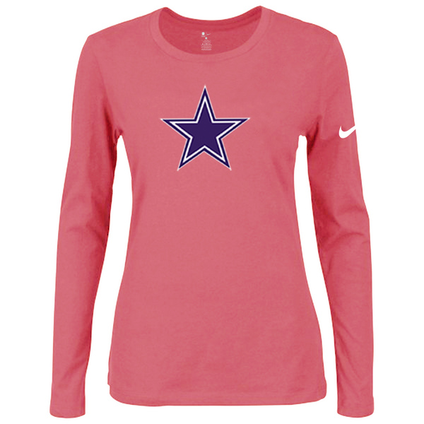 Nike Dallas Cowboys Women's Of The City Long Sleeve Tri Blend T Shirt Pink