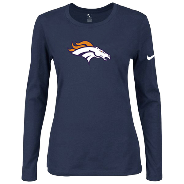 Nike Denver Broncos Women's Of The City Long Sleeve Tri Blend T Shirt D.Blue