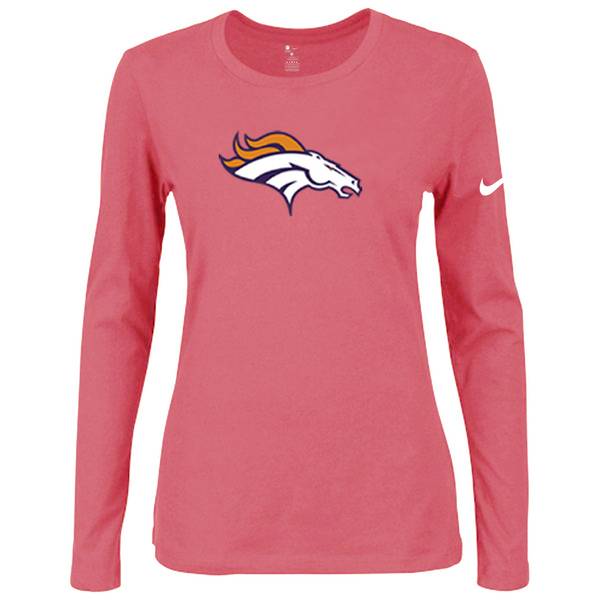 Nike Denver Broncos Women's Of The City Long Sleeve Tri Blend T Shirt Pink