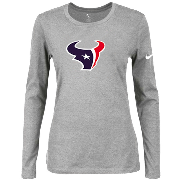 Nike Houston Texans Women's Of The City Long Sleeve Tri Blend T Shirt Grey